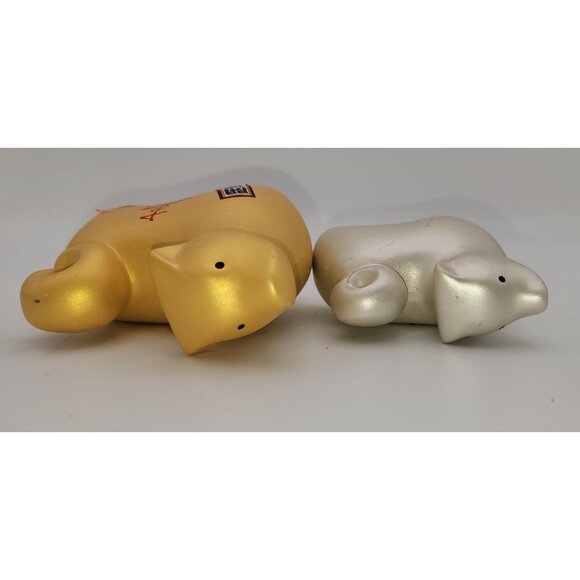 Set Of 2 Japanese Lucky Dog Figurines Gold & Silver - Picture 4 of 9